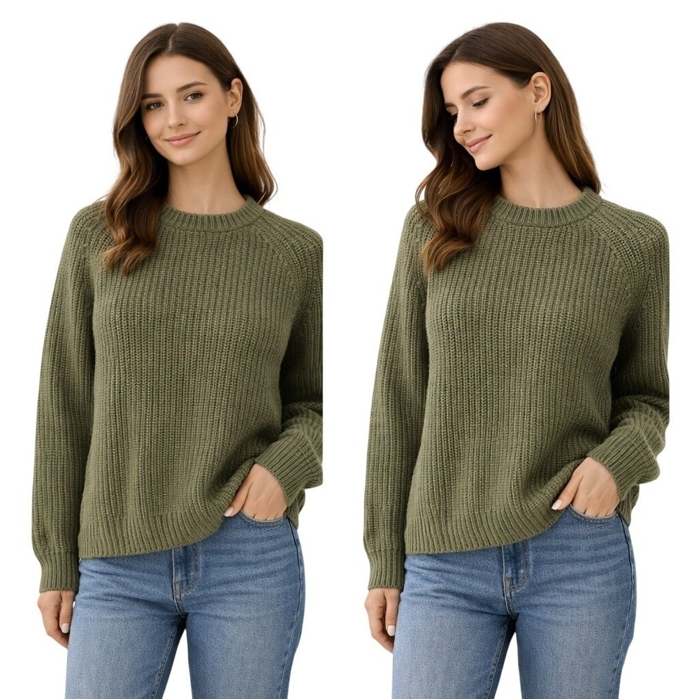 Quince Women's Chunky Knit Crew‎ Neck Long Sleeve Cozy Pullover Sweater Sz Small